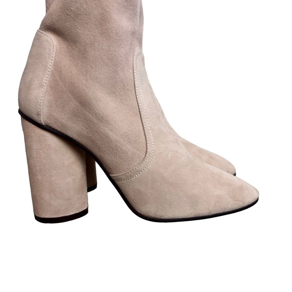 STUART WEITZMAN Boots Womens 6 Pink Margot Bootie Suede BLOCK CHUNKY SOCK $625 - Picture 9 of 12